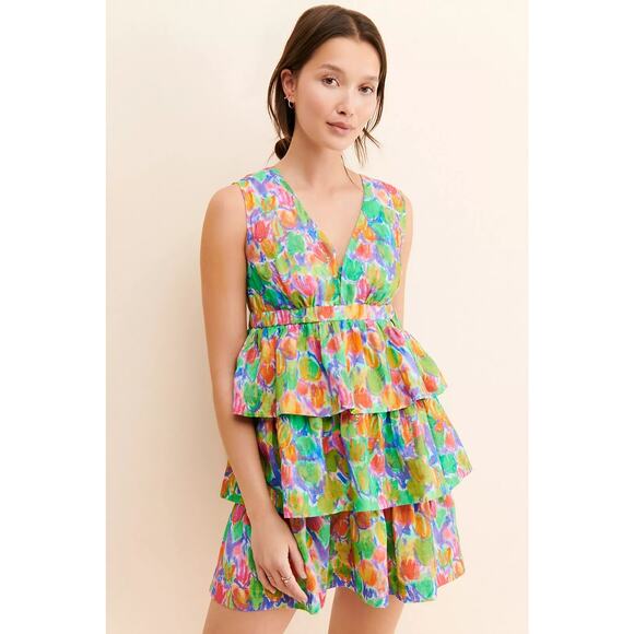 NWT Hope for Flowers by Tracy Reese Floral Printed Tiered Mini Dress $253 XL - Picture 1 of 6